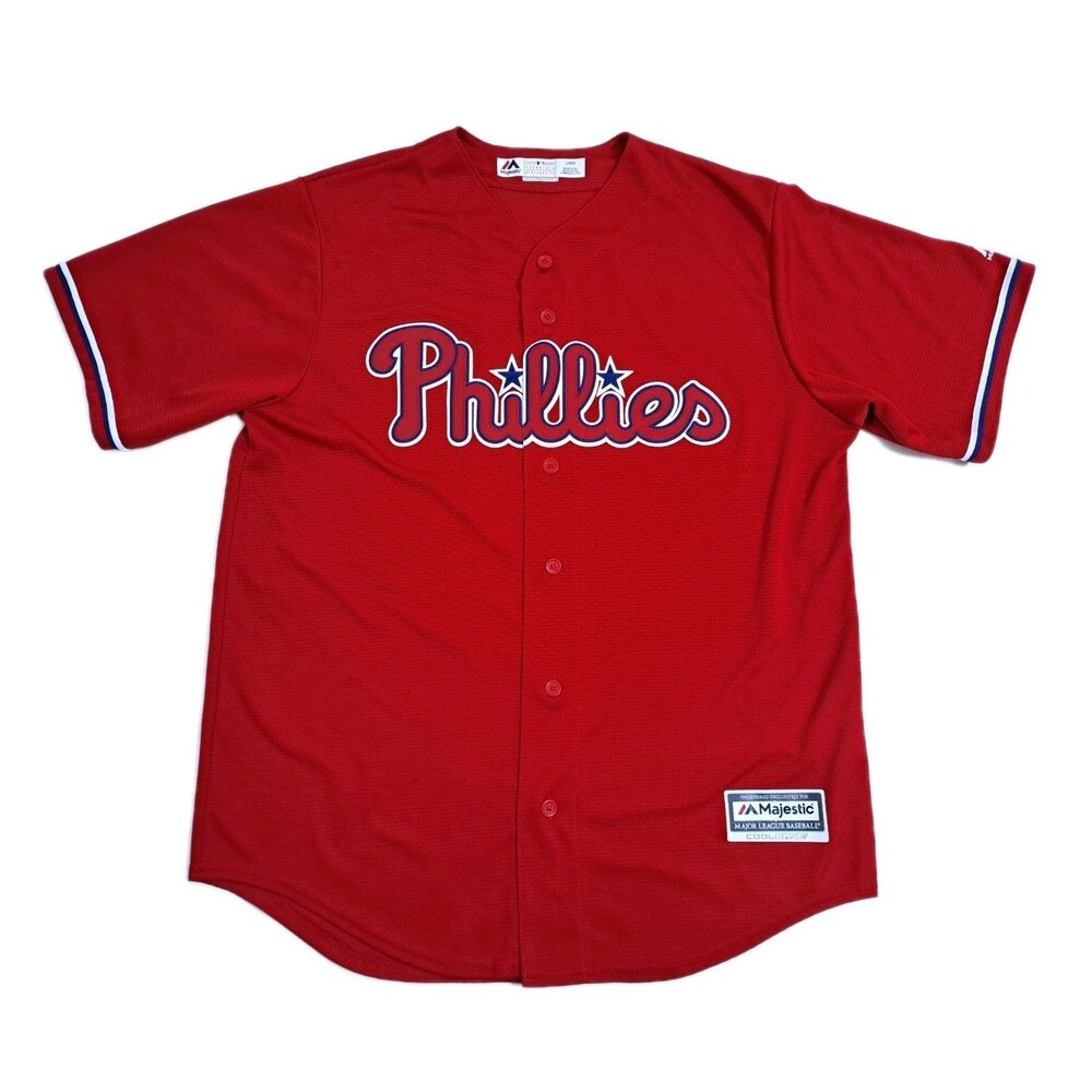 Majestic Harper Philadelphia Phillies Size Large Cool Base Jersey Red Alternate